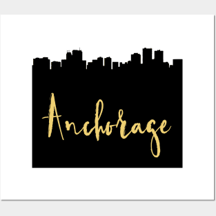 ANCHORAGE ALASKA DESIGNER SILHOUETTE SKYLINE ART Posters and Art